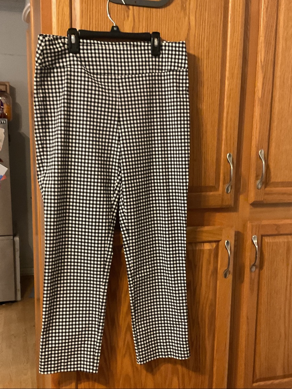 Zac & Rachel Black and White Gingham Straight-Leg Pants size 12 ladies